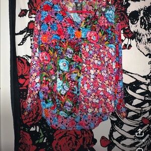 Floral Multicolor Blouse with pearls and sequins